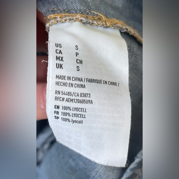 American Eagle Fit Flare Blue Chambray Denim Dress Long Sleeve Button Up Size S - Picture 8 of 10